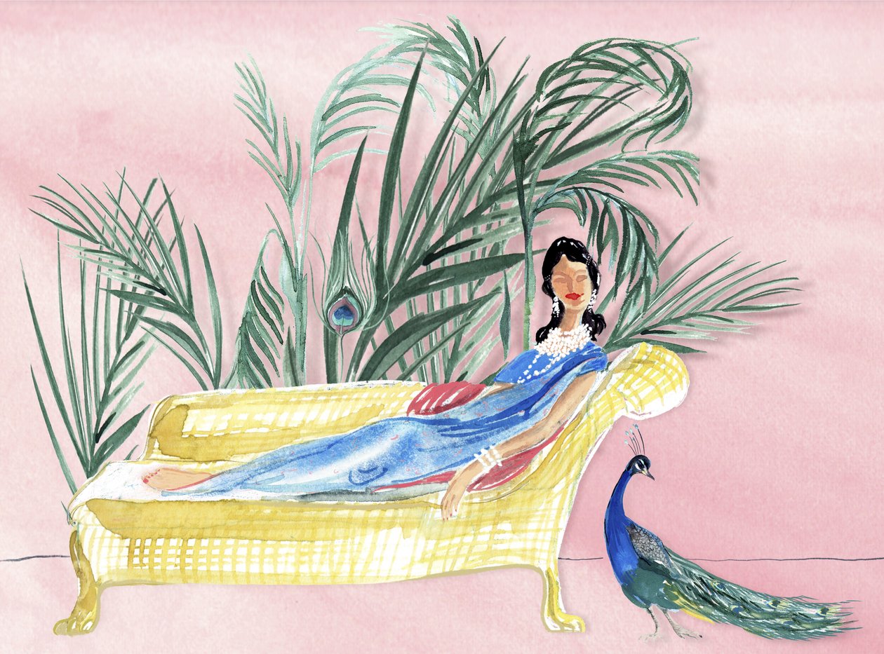 熱帯のマハラニ、2019年（紙に水彩画） 作： マリアンナ・クルクンディス