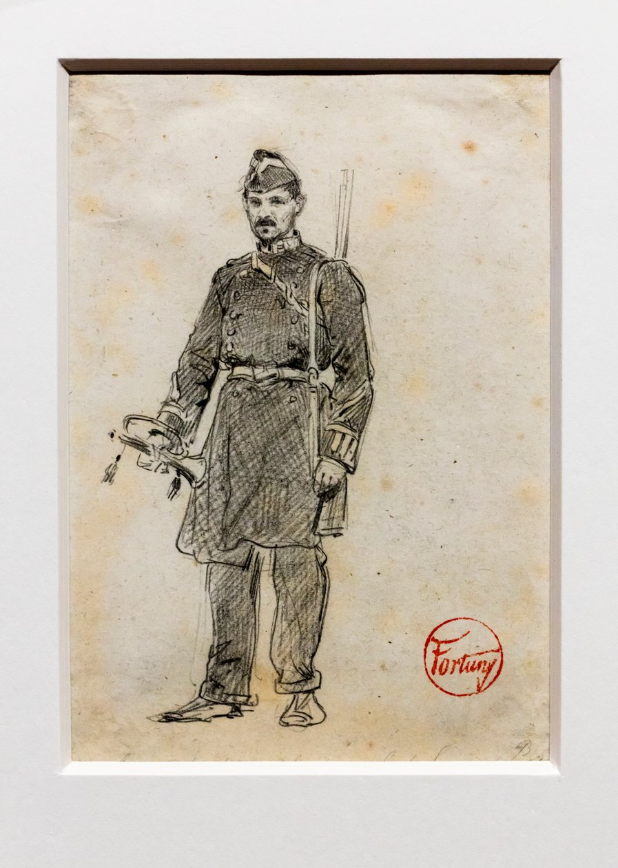 プリム将軍のラッパ、1860年頃（紙に黒鉛鉛筆） 作： 