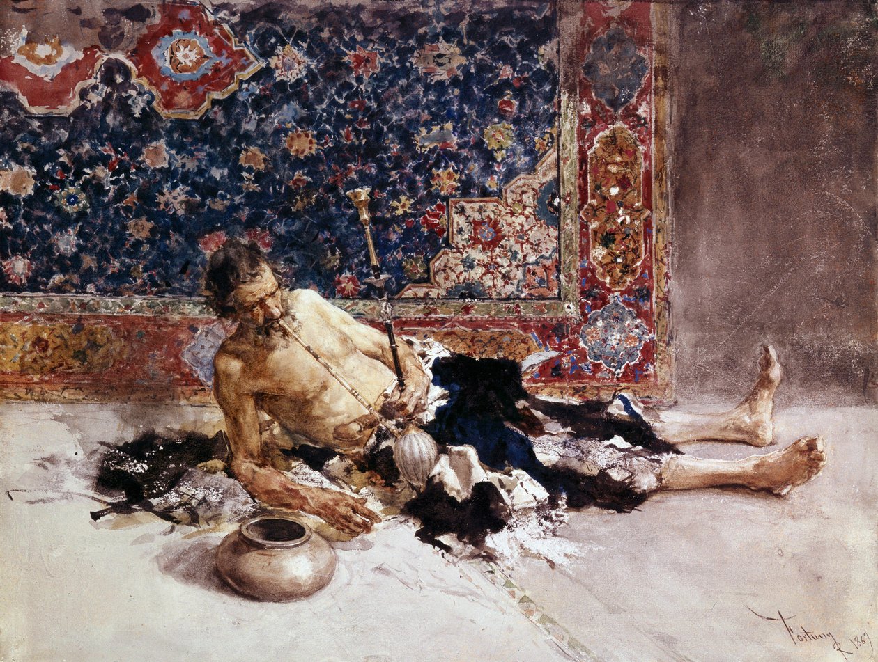 アヘン喫煙者。 アヘン喫煙者。 Mariano Fortuny y Marsal (1838-1874) の絵画 作： マリアーノ・フォーチュニー