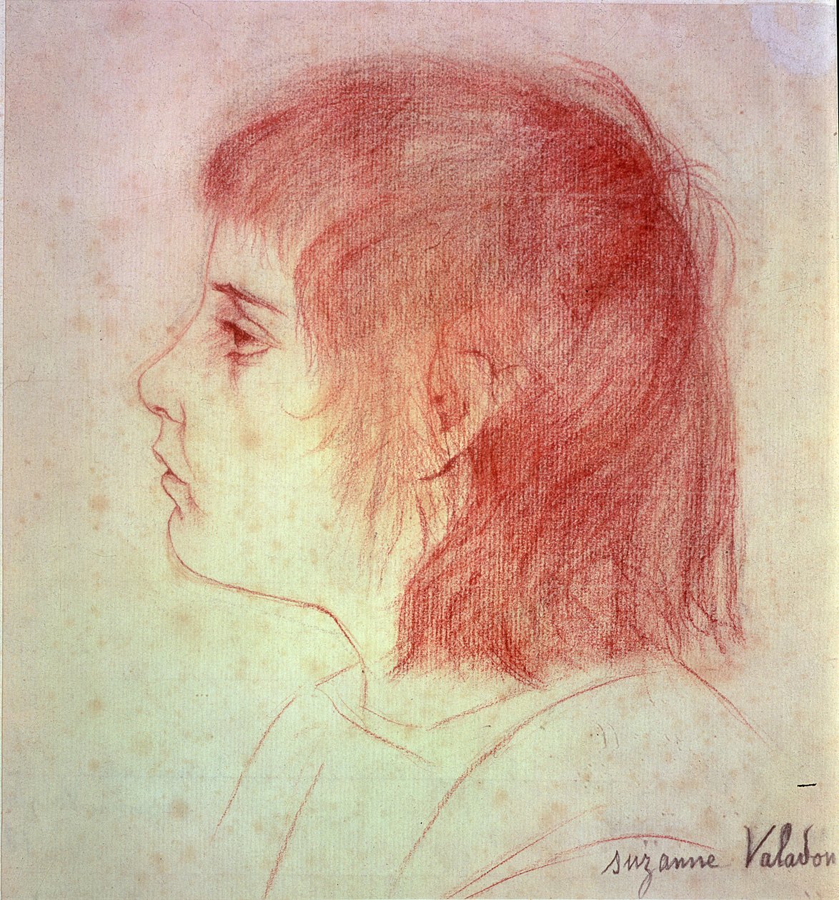 子供の頃のモーリス・ユトリロの肖像、c.1888-90（紙に赤いチョーク） 作： マリー・クレメンタイン（スザンヌ）ヴァラドン