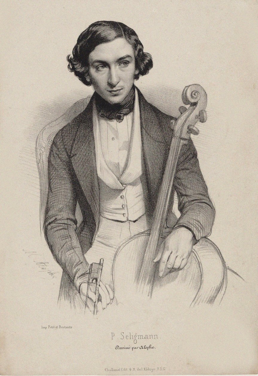 チェロ奏者で作曲家のヒッポリュテ・プロスパー・セリグマンの肖像 1817-1882, 1840. 作： マリー・アレクサンドル・メヌエット・アロフ