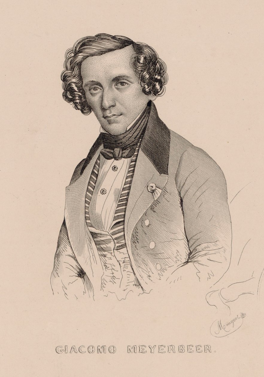 作曲家ジャコモ・マイヤーベアー1791-1864の肖像（1836年）。 作： マリー・アレクサンドル・メヌエット・アロフ