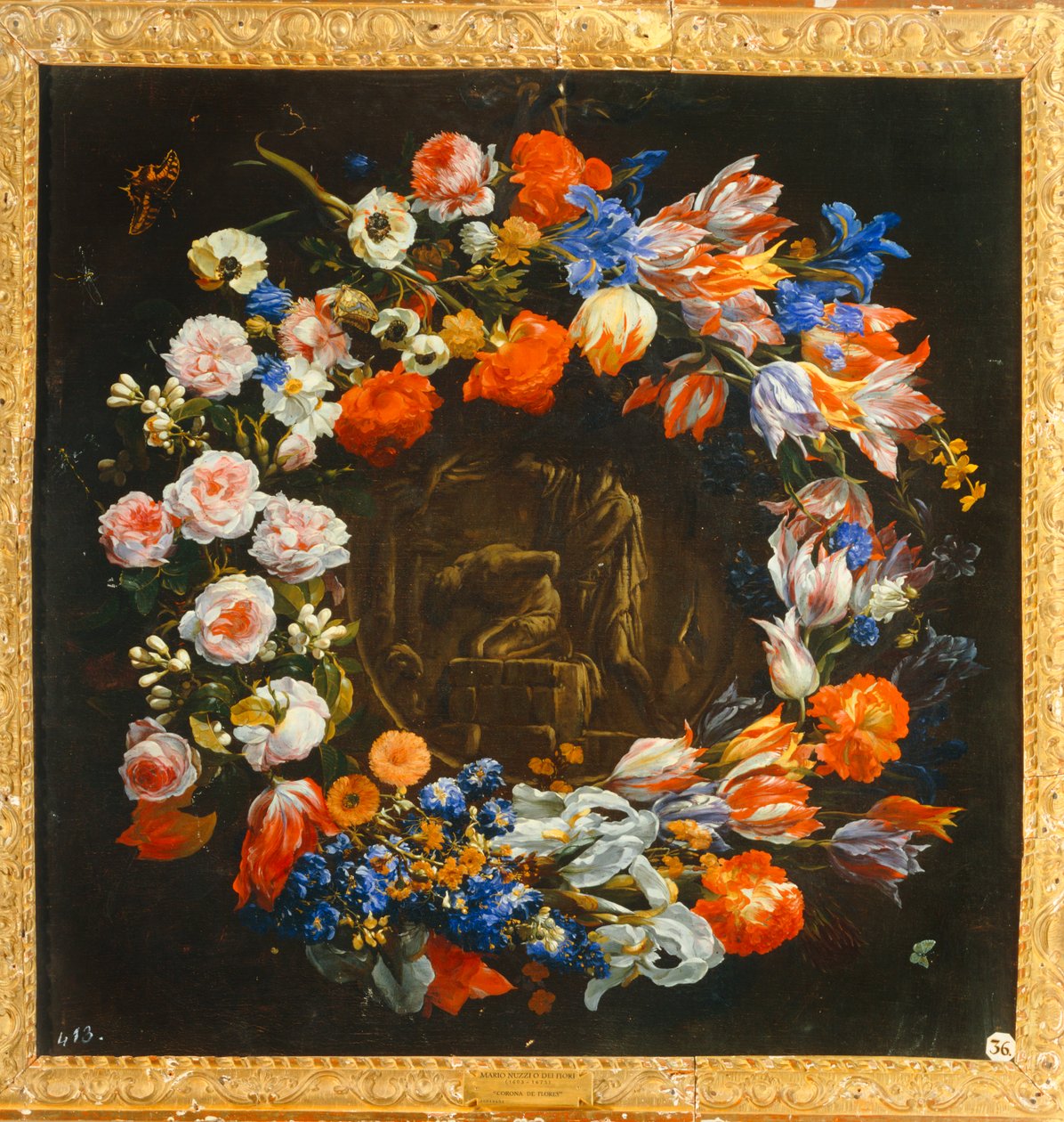 中央にイサクの犠牲が描かれた花輪 作： マリオ（フォロワー）ヌッツィ