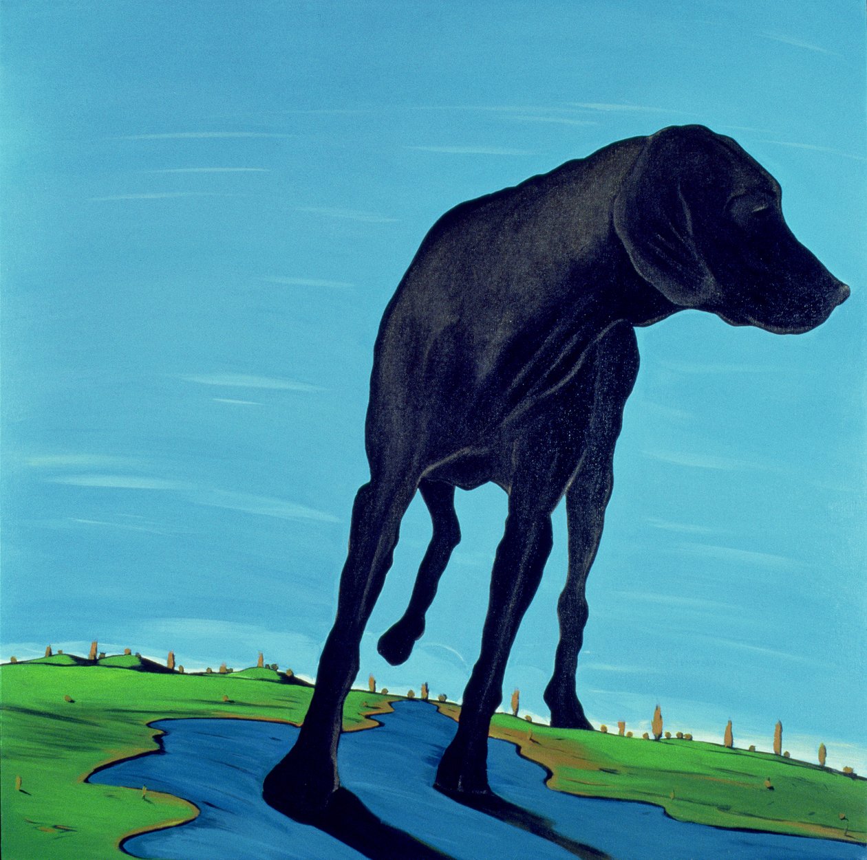 Joes Black Dog（new view）、2000（キャンバスにアクリル） 作： マージョリー・ワイス