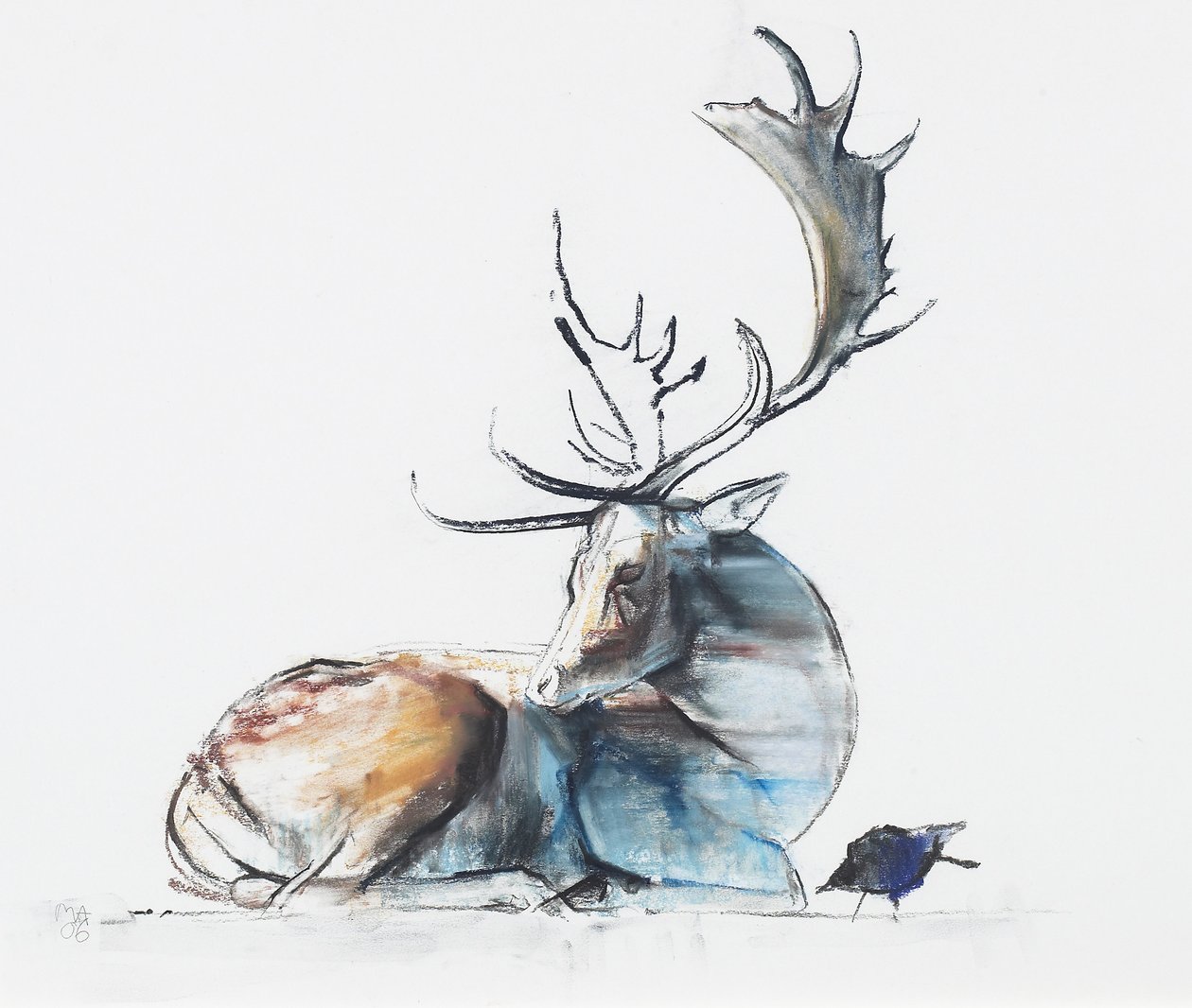 Buck and Bird、2006年（紙に炭とコント） 作： マーク・アドリントン