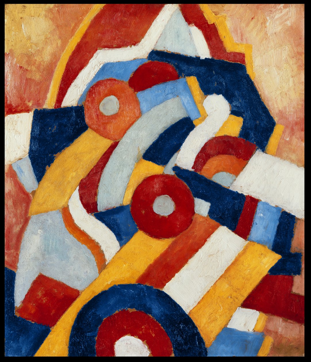 抽象化、c.1914（パネルに取り付けられた板紙に油彩） 作： マースデンハートリー