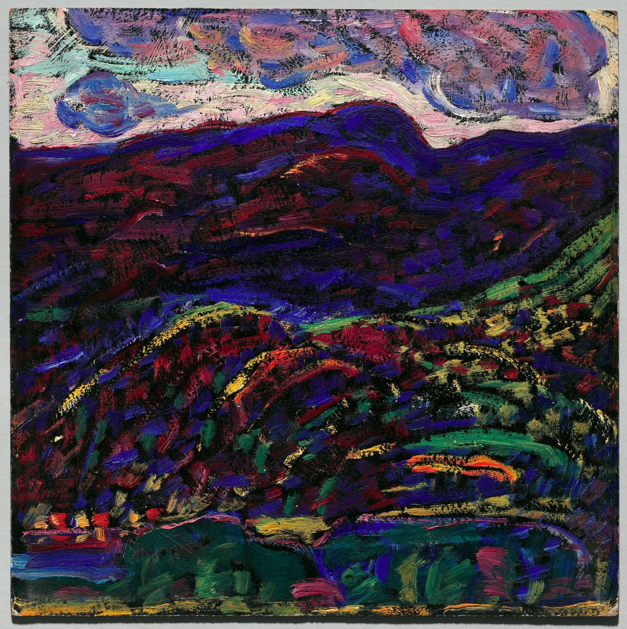 ケザー湖、秋の夜、1910年頃（ボール紙に油彩） 作： マースデンハートリー