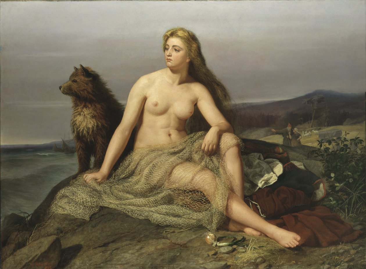 Winge, Marten Eskil (1825-1896)の『クラカ（アスラウグ、アスローグ）』。油彩・キャンバス 作： マルテン・エスキル・ウィンジ