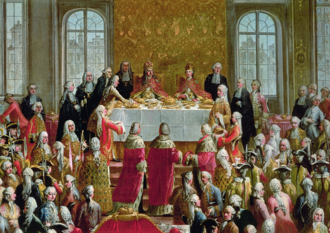 ジョセフ2世の戴冠式の宴会（1741-90）、ドイツ皇帝、1764年（詳細） 作： Martin II MytensまたはMeytens