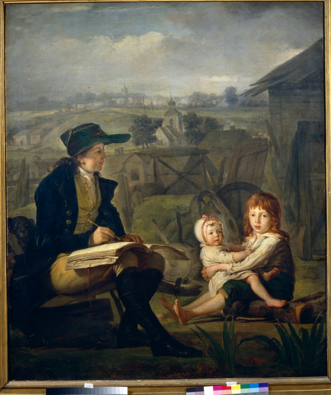 Werther dessine des enfants、illustration du roman ""The Sorrows of Young Werther"" (Les Souffrances du jeune Werther) de Johann Wolfgang von Goethe (1749-1832) - Werther drawing children - Oil on canvas by Martin Ferdinand Quadal (1736-1808) ) 作： マーティン・フェルディナンド・クワダル