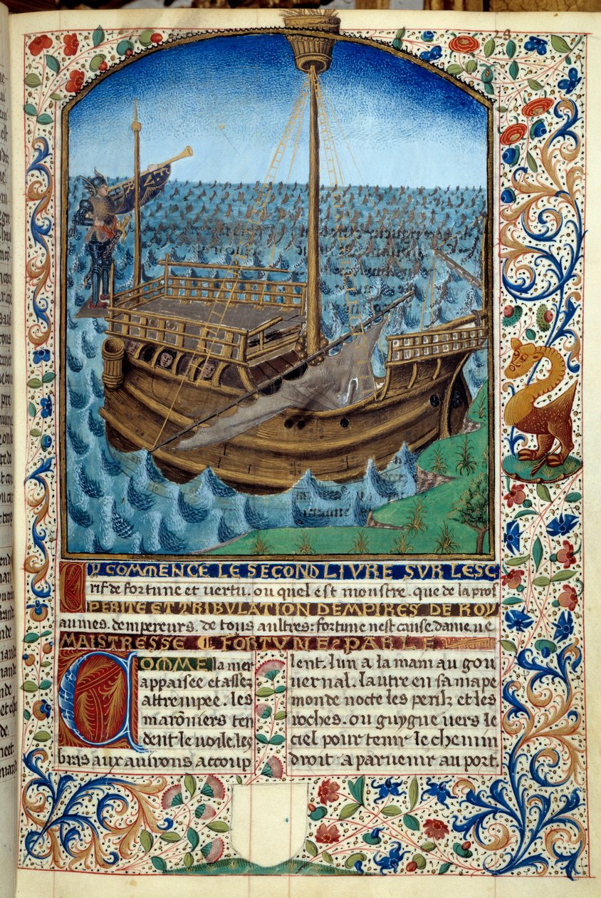 海上の船の表現 - Martin Le Franc (1410-1461)の「L
