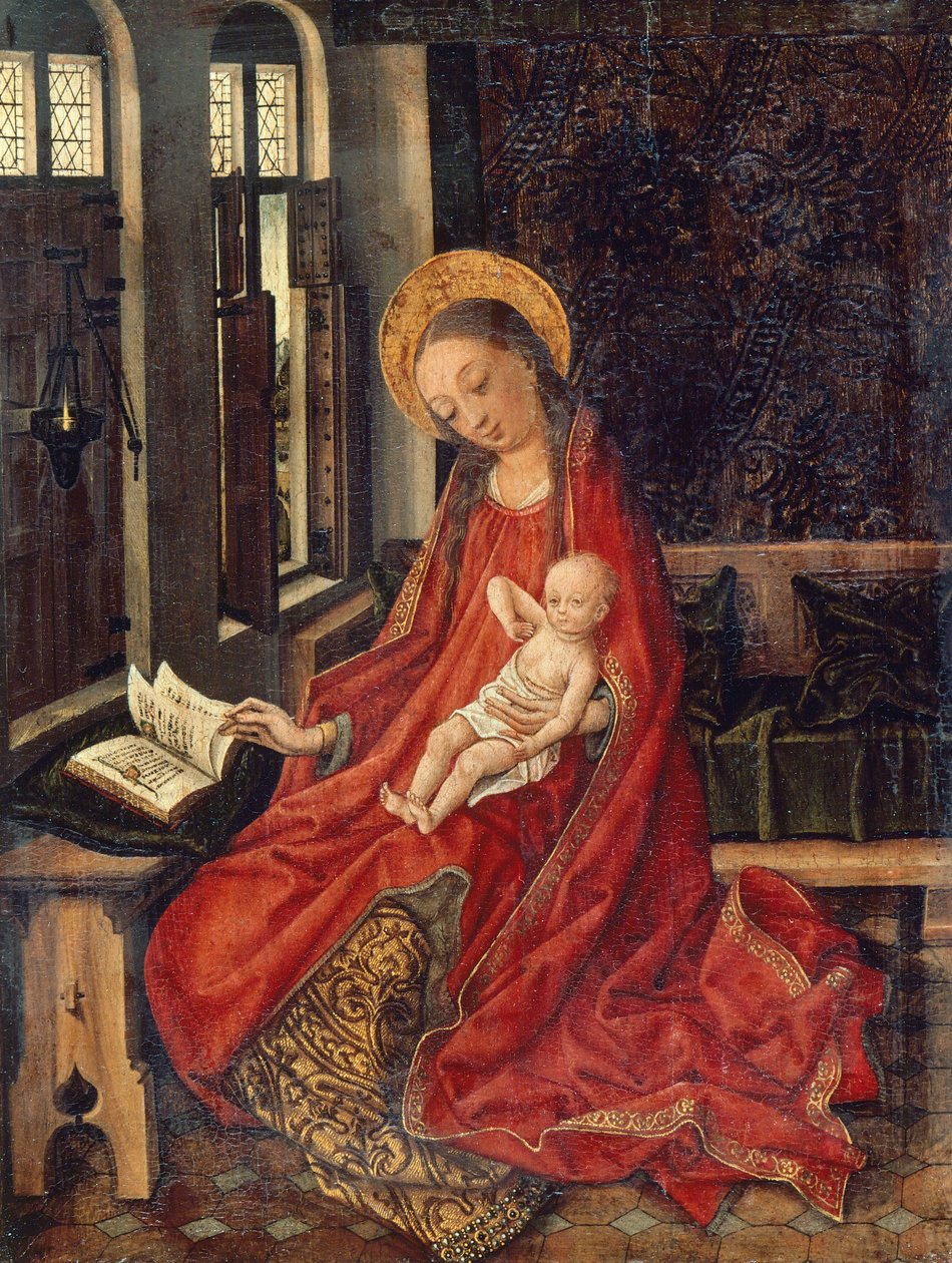 部屋に子供を持つマドンナ、Martin Schongauer（1430-1491年頃）作 作： マーティン・ショーンガウアー
