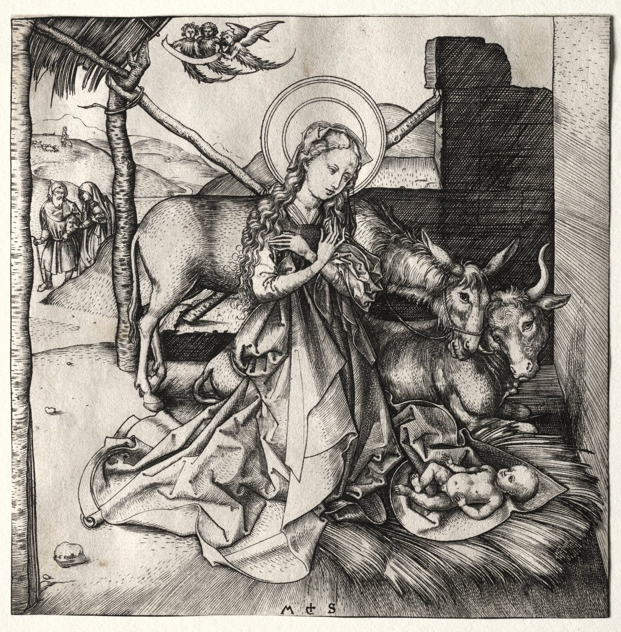 キリストの生涯：キリスト降誕、c。 1480-1490。 作： マーティン・ショーンガウアー