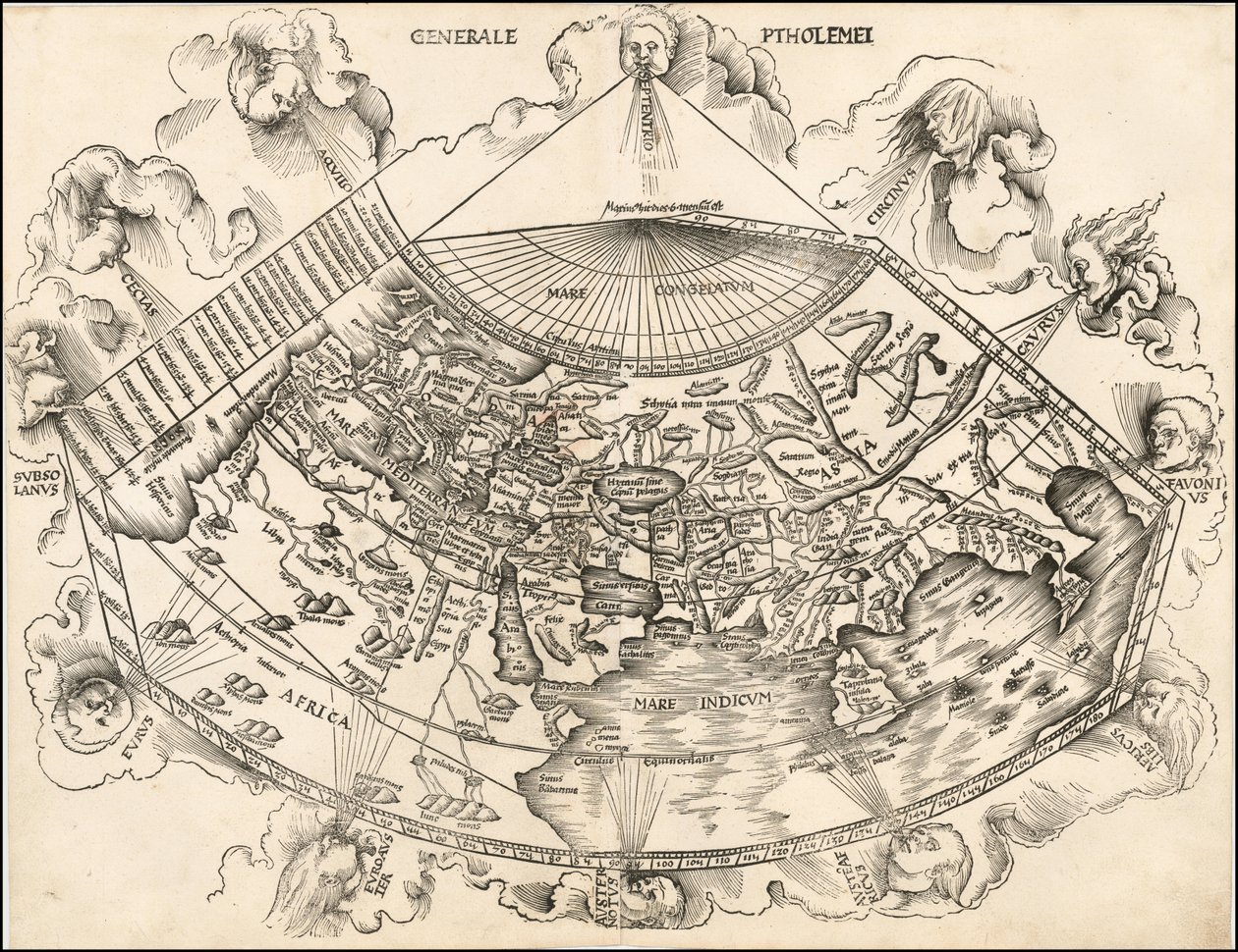 マルティン・ヴァルトゼーミュラーによる1513年プトレマイオス朝世界地図 作： マーティン・ヴァルトゼーミュラー