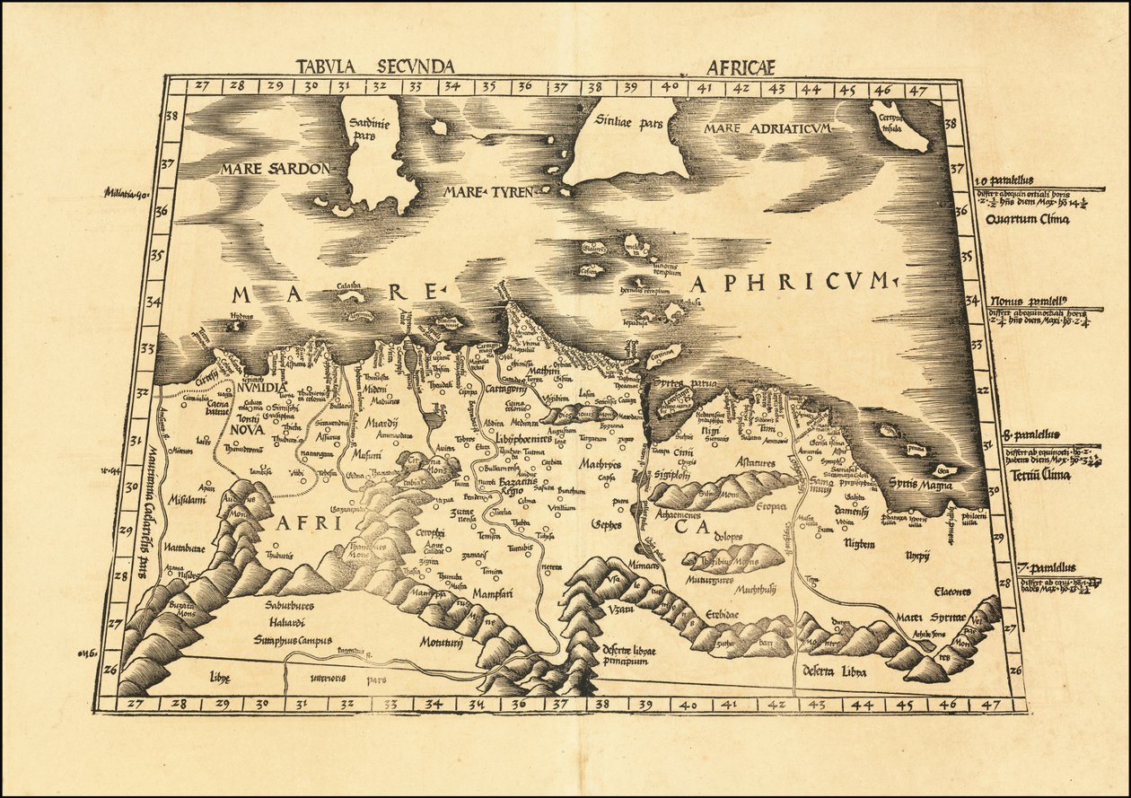 1513年 マルティン・ヴァルトゼーミュラーによるプトレマイオスの第2アフリカ地図 作： マーティン・ヴァルトゼーミュラー