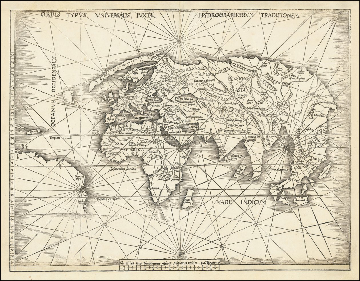 1513年の地図 - Orbis Typus Universalis Iuxta Hydrographorum Traditionem 作： マーティン・ヴァルトゼーミュラー
