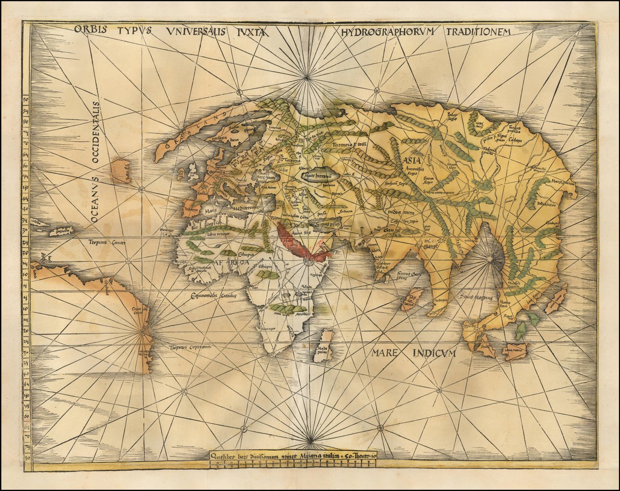 マルティン・ヴァルトゼーミュラーによる1513年の世界地図 作： マーティン・ヴァルトゼーミュラー