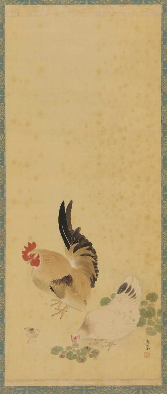 コック、雌鳥、ヒヨコ 江戸時代・18世紀 作： 丸山応挙