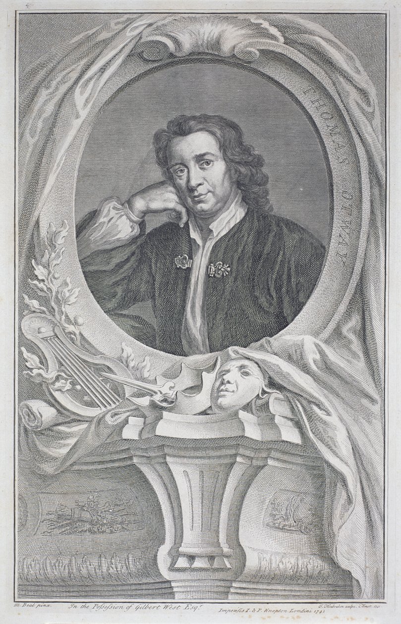 Thomas Otway (1652-85)のポートレート、Jacobus Houbraken (1698-1780)の彫刻（エングレーヴィング 作： マリア (後) ビール