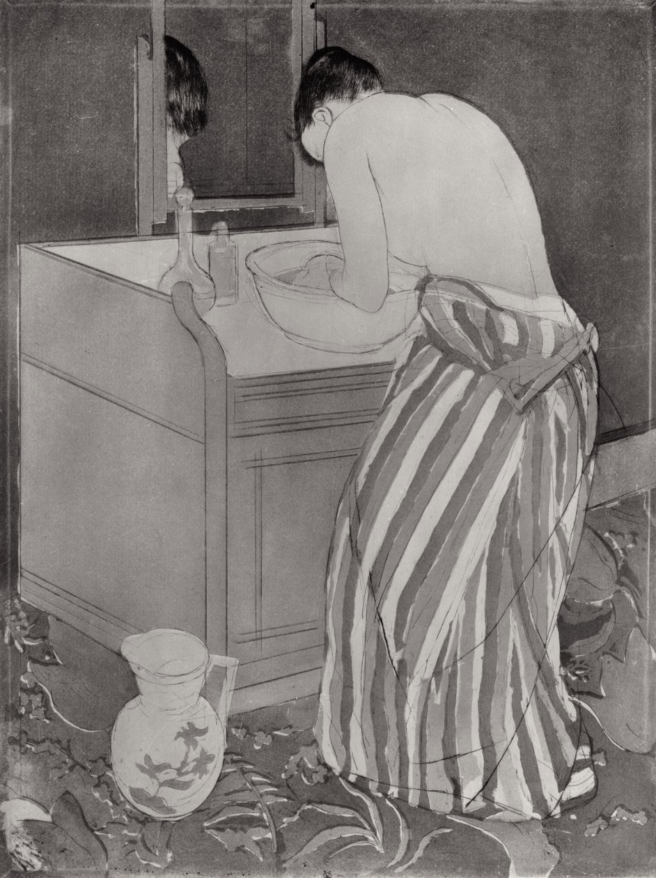 La Toilette、1891年（紙にドライポイントと熟知者） 作： メアリー・カサット