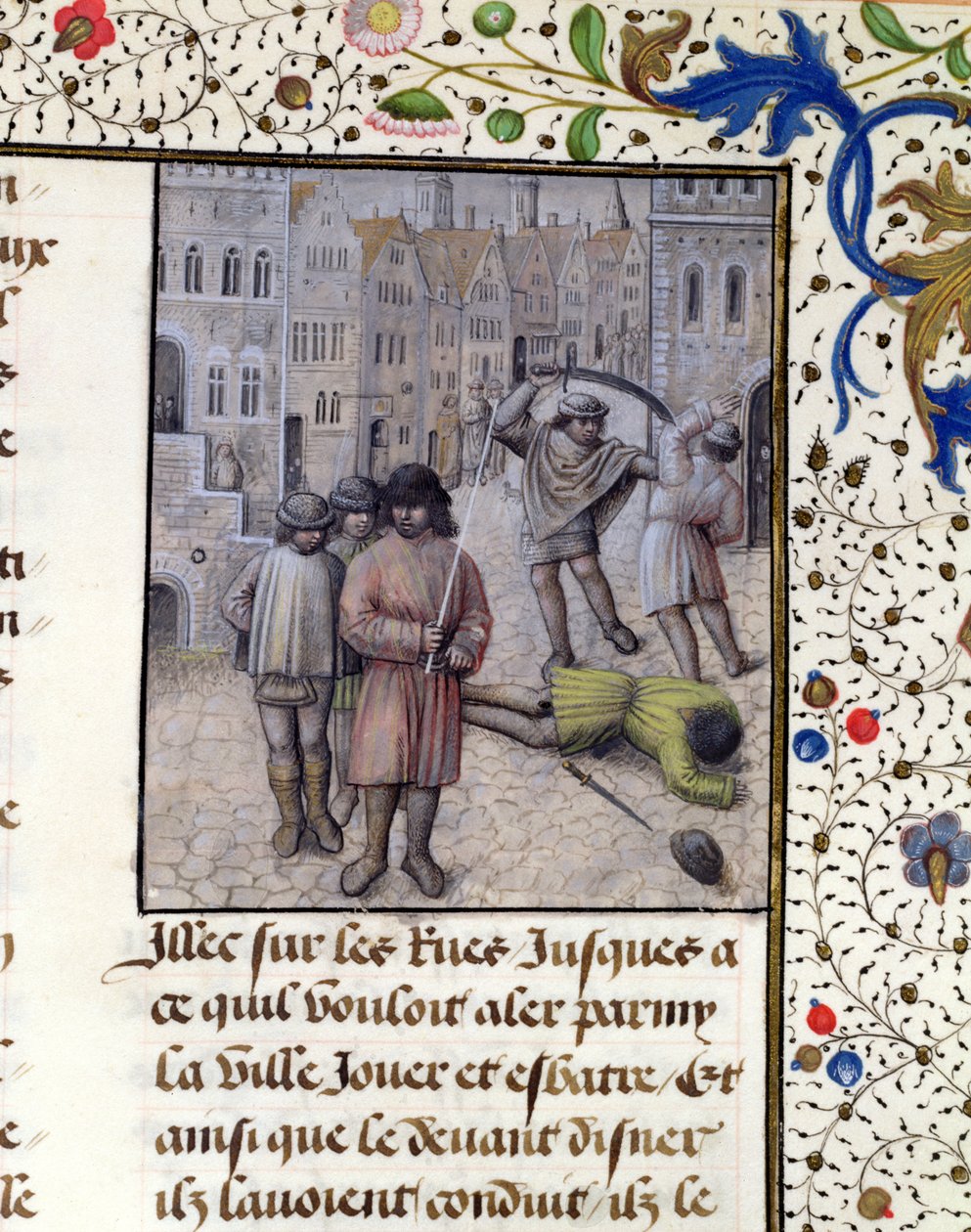 Ms 659 fol.221r Jacob van Arteveldeが1340年、1477年にゲントでフランダース伯爵の反逆をリード 作： ブルゴーニュのマリアのマスター
