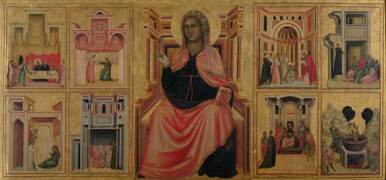聖セシリアと彼女の生涯からの情景、c.1304（パネル上のテンペラ） 作： 聖セシリアのマスター
