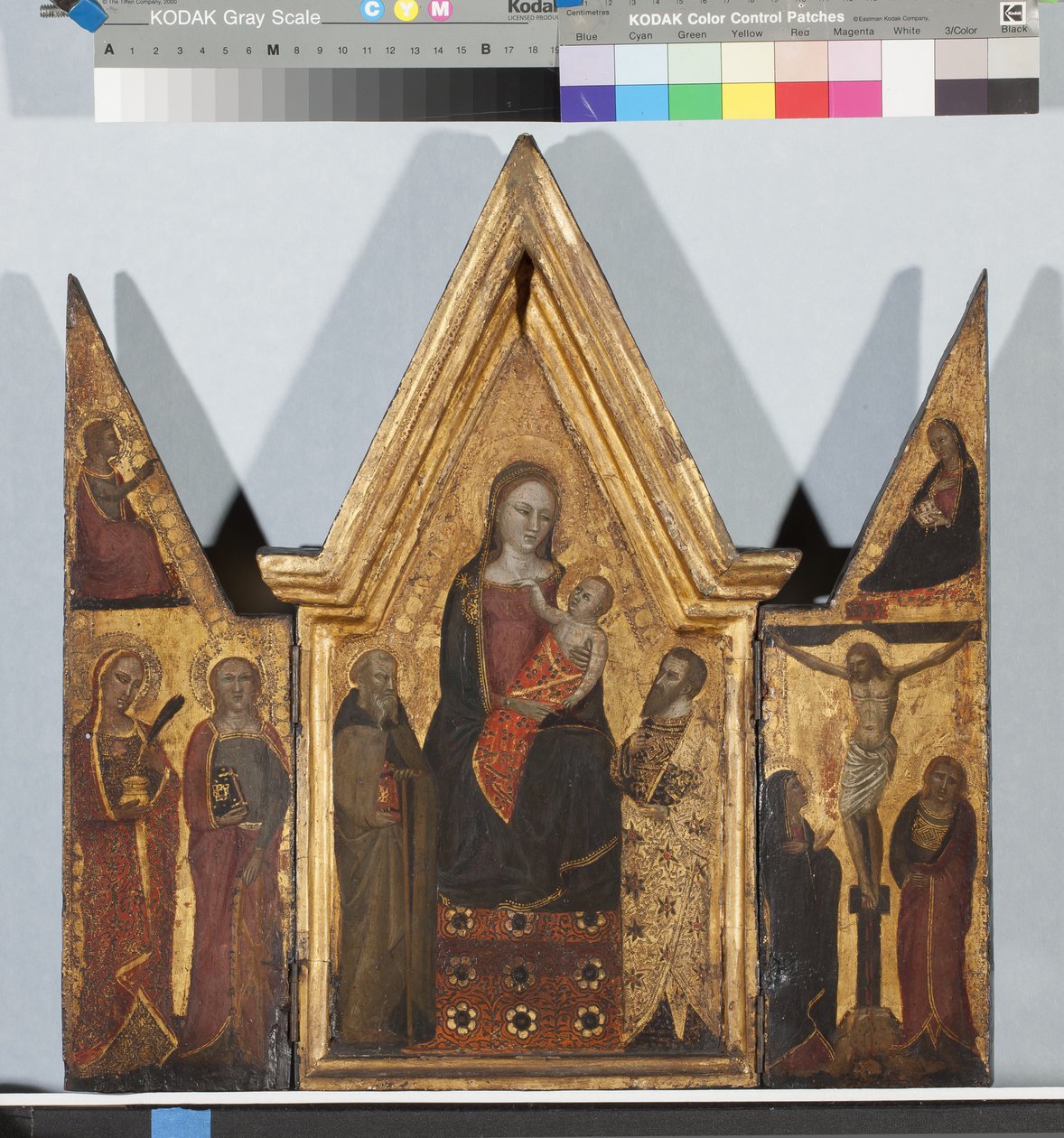 ポータブルトリプティク、パネル上のc.1380テンペラ 作： クライストチャーチCor冠式のマスター