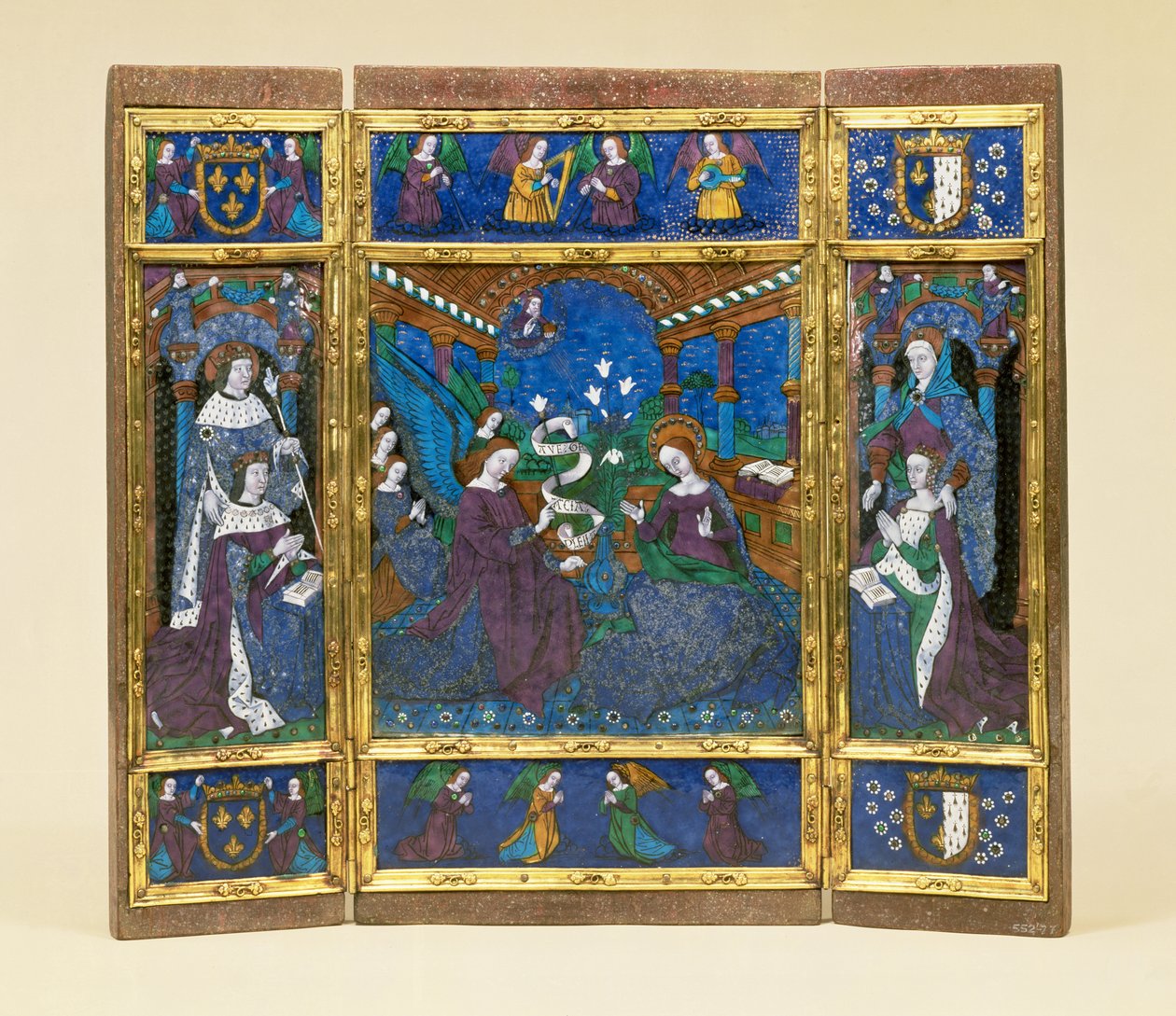ルイ12世のトリプティク（1462-1515）とアンヌドブルターニュ（1477-1514）の間の受胎告知シーン（パネル上のエナメル） 作： ルイ12世の三連祭壇画のマスター
