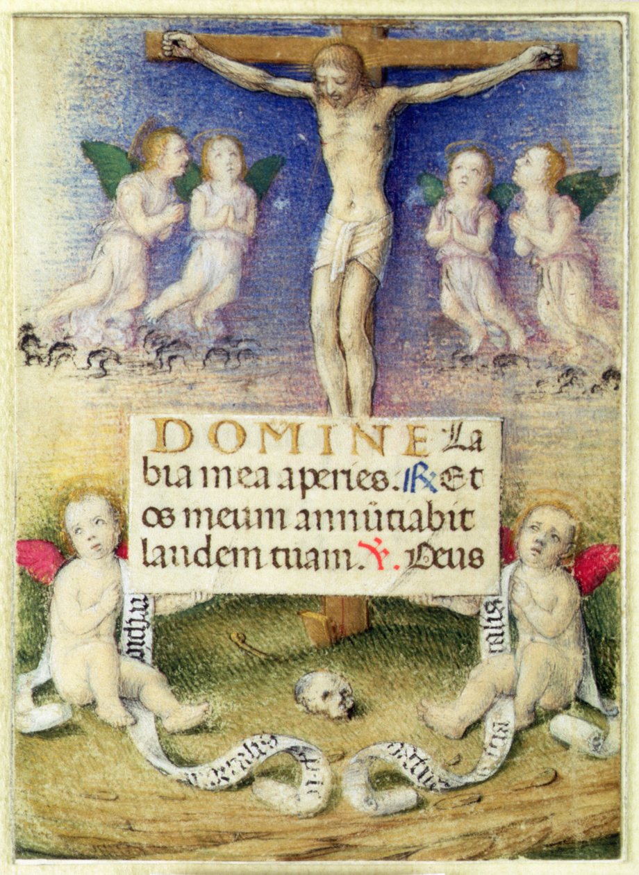 天使との十字架上のキリスト、1480年頃 作： デラ・ロヴェレ・ミサールのマスターデラ・ロヴェレ・ミサールのマスター