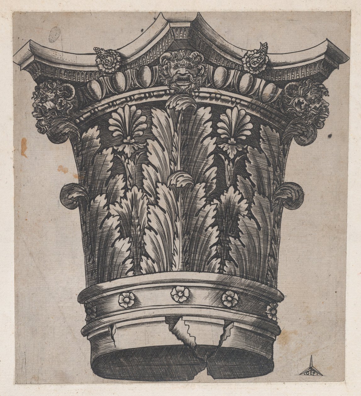 Speculum Romanae Magnificentiae:頭部と仮面が描かれた首都、1537年頃、1537年頃 作： マスターGA