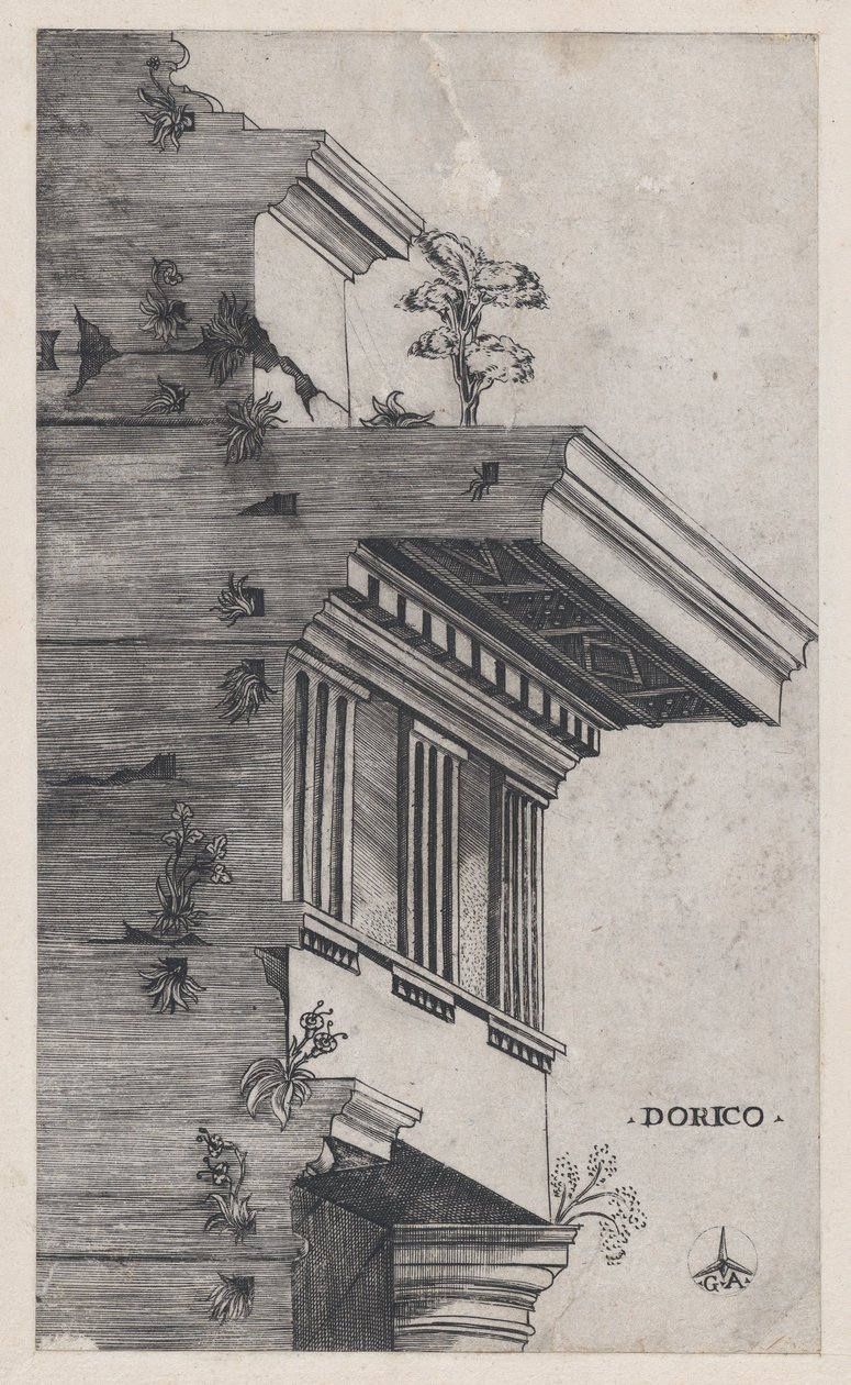 Speculum Romanae Magnificentiae:1537年頃のドーリア式のオーダー。 作： マスターGA