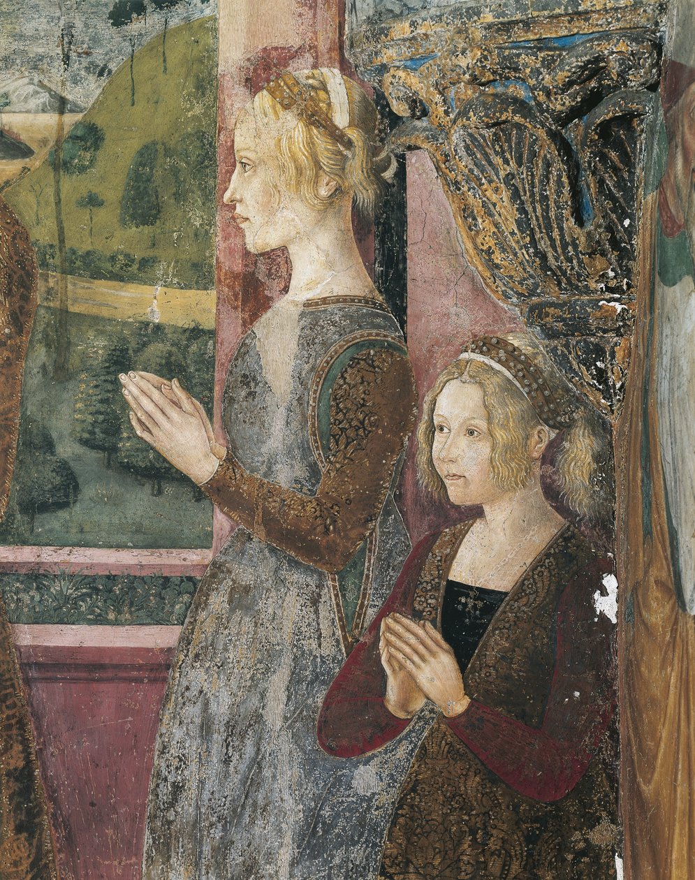 Italy, Piedmont Region, Alessandria Province, Serralunga di Crea, Sacro Monte di Crea, Sanctuary of Santa Maria Assunta, Chapel of St Margaret of Antioch, Fresco depicting Paleologo and Bernarda di Bosse   1462992   ja       japanese Successfully Translate 作： マスターオブクレア