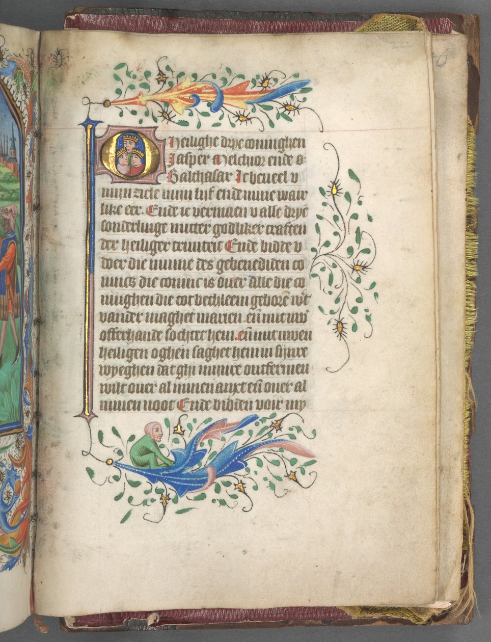 ユトレヒトの時間利用法：fol。 222r、3人の王の頭文字、c。 1460-1465。 作： Gijsbrecht van Brederodeのマスター