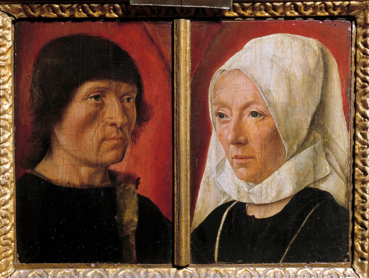 男性と彼の妻の肖像画。 カップルの表現（二重の肖像画）。 マスター・ド・サン・ジル（1490年から1510年に活動）、フランスの学校による絵画 作： セントジャイルズのマスター