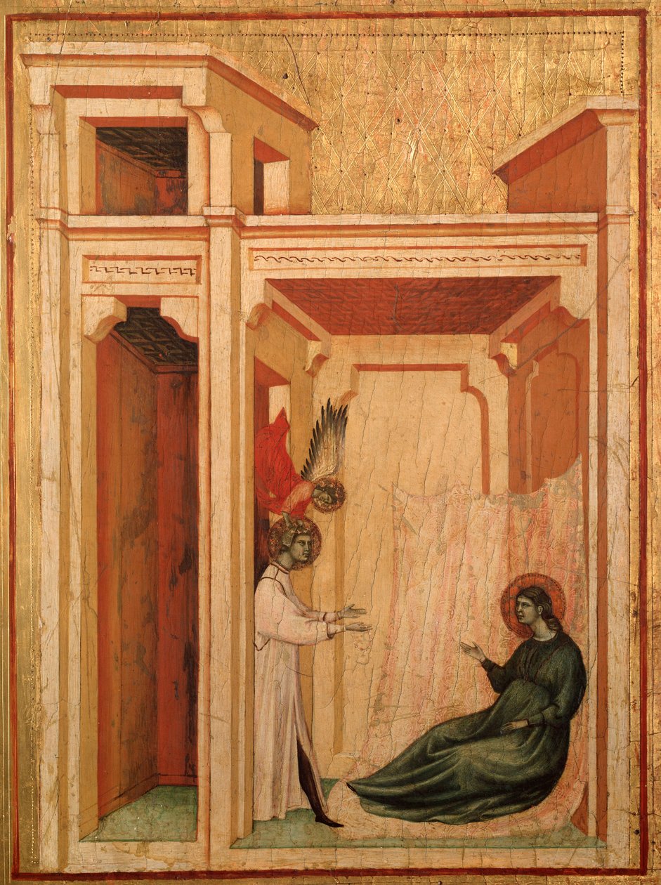 聖セシリアと彼女の生涯の物語 詳細天使がヴァレリアヌスに花を運ぶ - 祭壇画、1290年から1320年頃 作： 聖セシリアのマスター