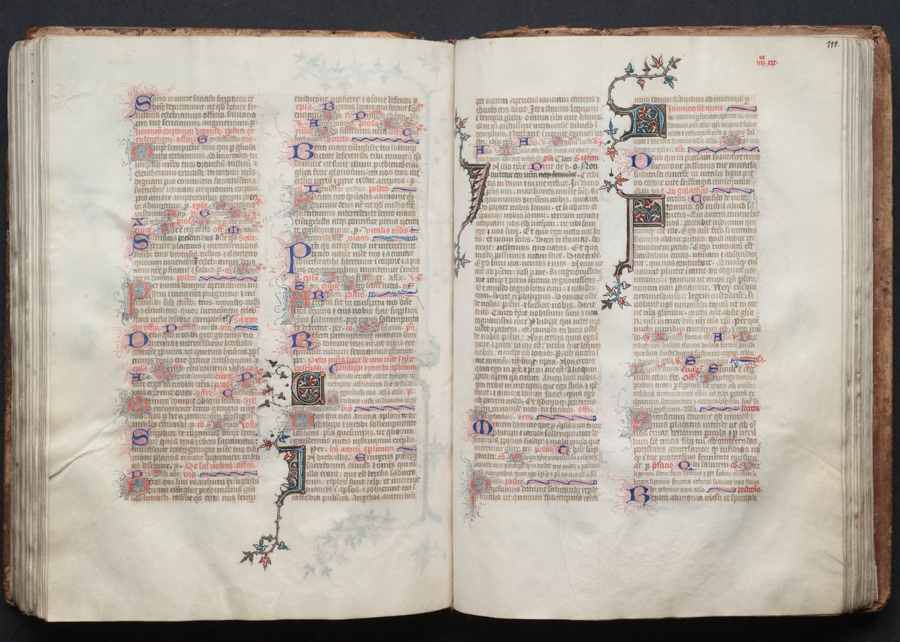 ゴータ・ミサ典書: Fol. 111r、テキスト、c。 1375年。 作： ボケテの達人