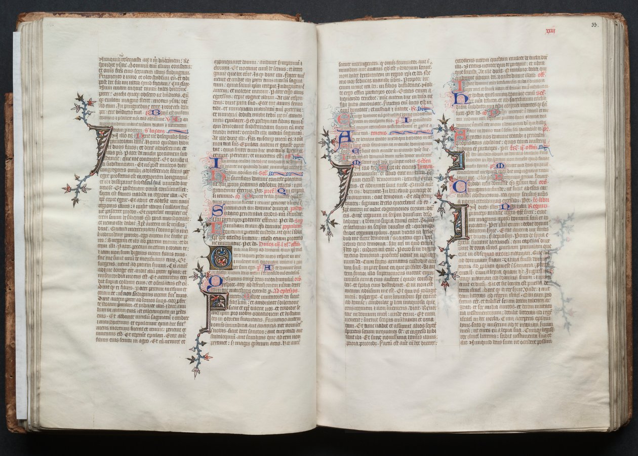 ゴータ・ミサ典書: Fol. 32v、テキスト、c。 1375年。 作： ボケテの達人