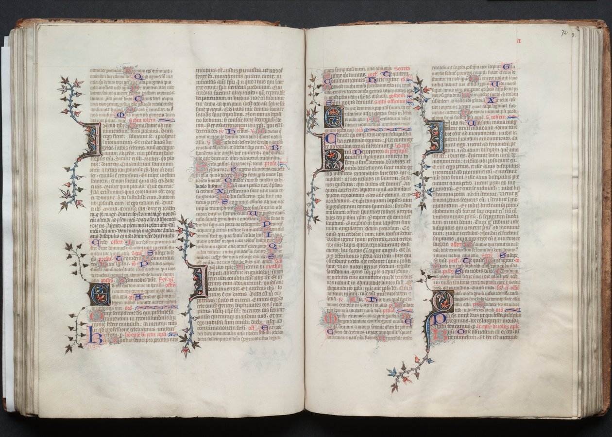ゴータ・ミサ典書: Fol. 72r、テキスト、c。 1375年。 作： ボケテの達人