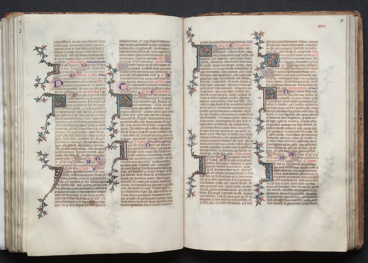 ゴータ・ミサ典書: Fol. 90r、テキスト、c。 1375年。 作： ボケテの達人