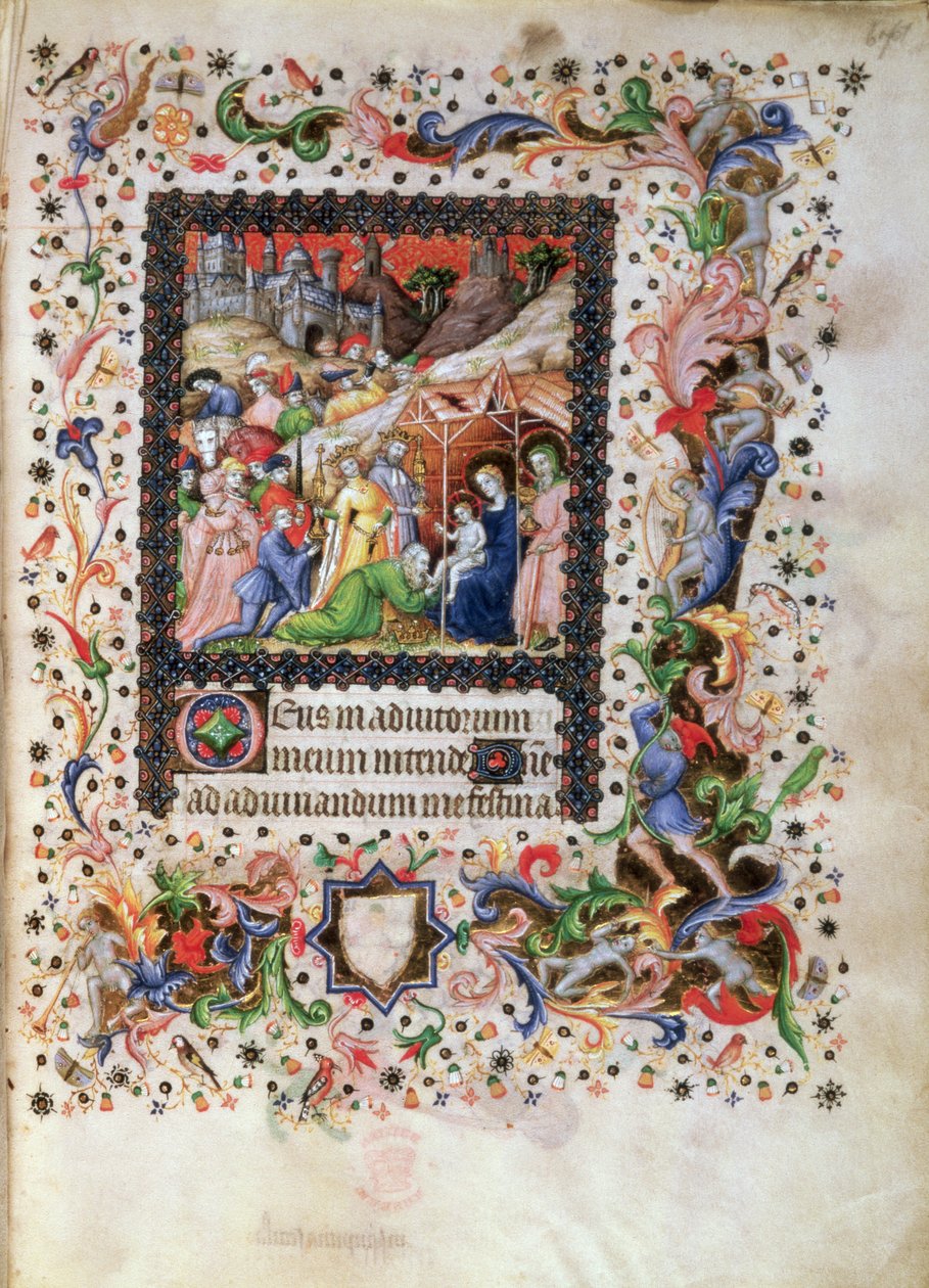 29433 f.67 Aderation of the Child、Book of Hours、c.1407 (ベラム) から追加 作： ブリュッセルイニシャルのマスター