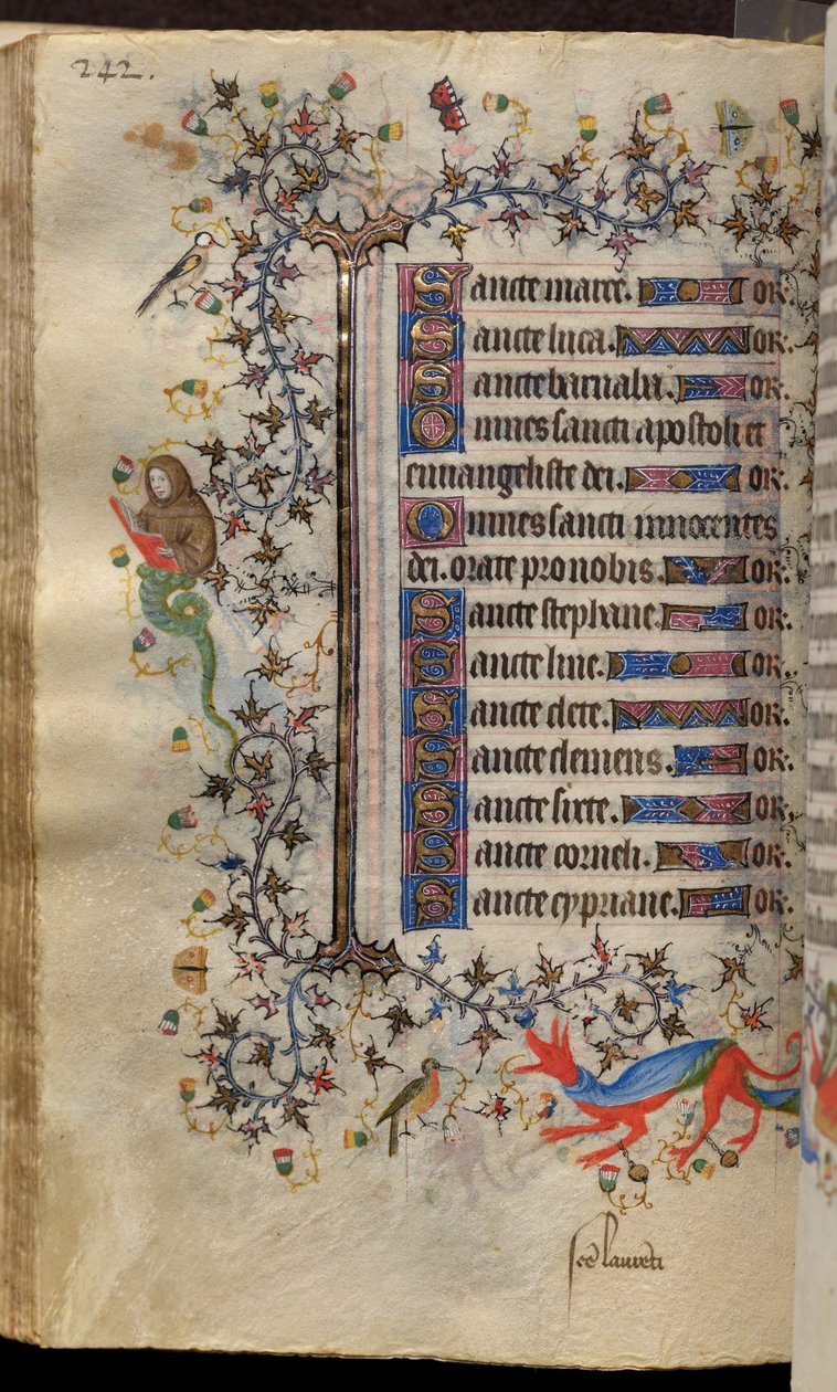ナヴァール王シャルル（1361-1425）の時：121v巻、本文 作： ブリュッセルイニシャルおよびアソシエイツのマスター