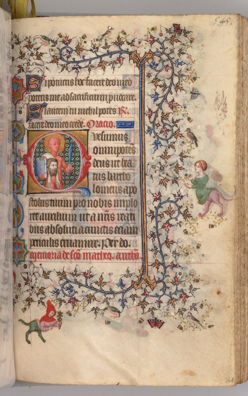 チャールズザノーブル、ナヴァール王1361-1425の時間：fol。 267r、聖バーソロミュー、c。 1405年。 作： ブリュッセルイニシャルおよびアソシエイツのマスター