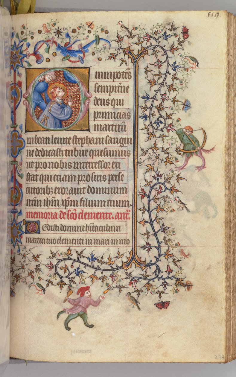 チャールズ・オブ・ノーブル、ナヴァール王1361-1425、 274r、聖ステファン、c。 1405年。 作： ブリュッセルイニシャルおよびアソシエイツのマスター