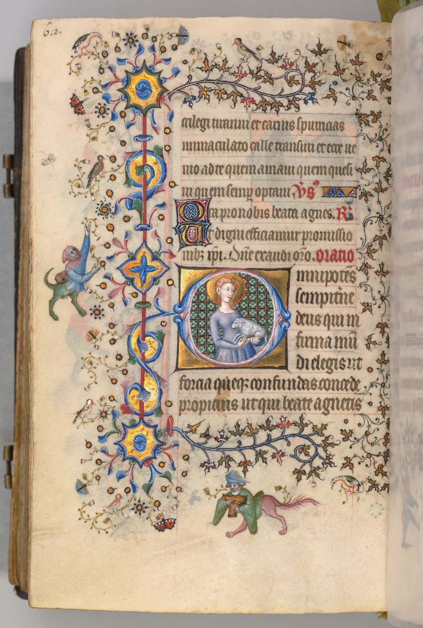 1361年から1425年までのナバラ王シャルル・ザ・ノーブルの時間、fol。 299v、聖アグネス、c。 1405年。 作： ブリュッセルイニシャルおよびアソシエイツのマスター