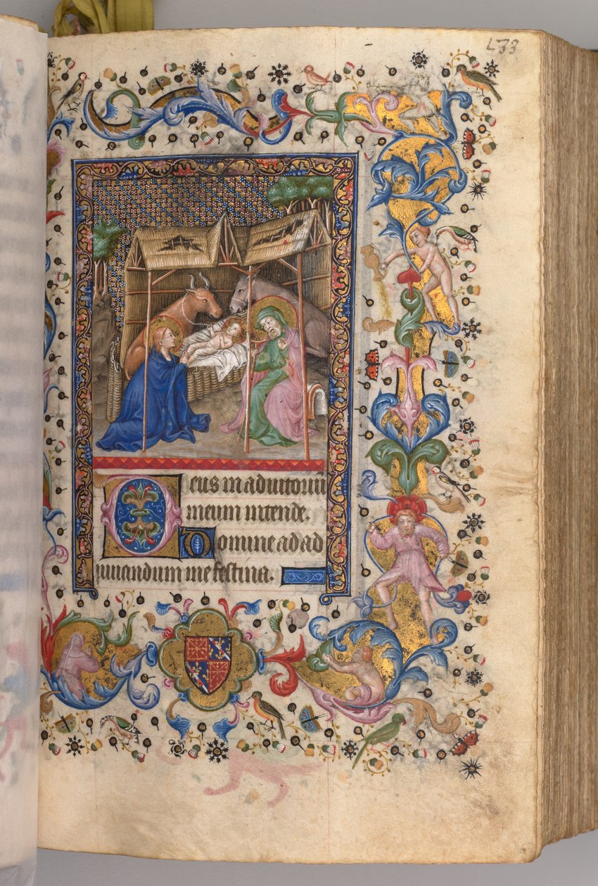 チャールズザノーブル、ナヴァール王1361-1425の時間：fol。 67r、キリスト降誕プライム、c。 1405年。 作： ブリュッセルイニシャルおよびアソシエイツのマスター