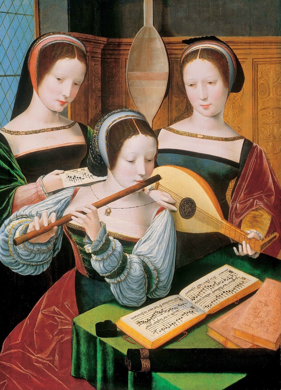オランダ語：Musicerend gezelschap 女性音楽家／音楽を演奏する3人の女性 作： 女性のハーフレングスのマスター