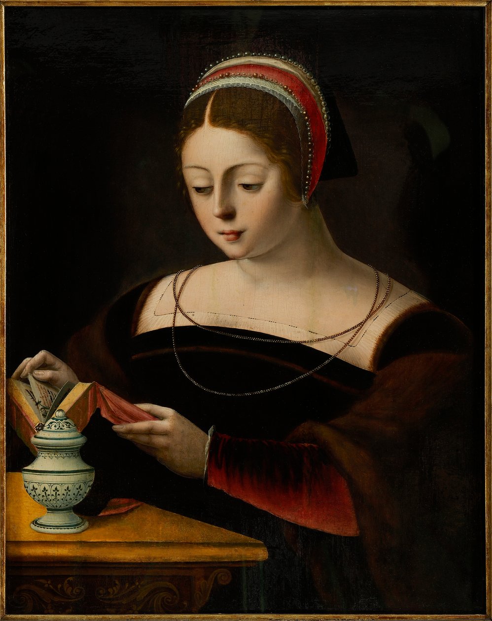 マグダラのマリア、1540 年頃。 作： 女性のハーフレングスのマスター
