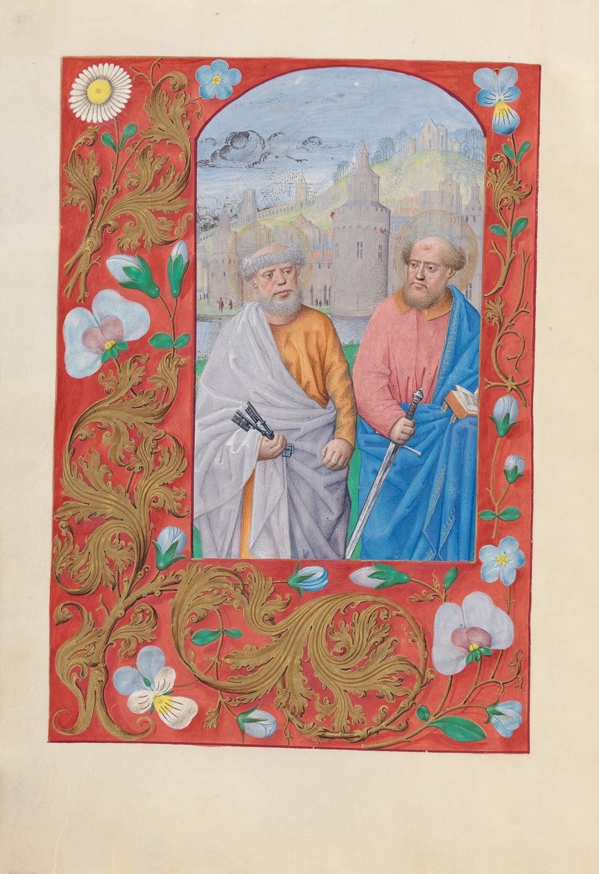 スペイン女王イザベラ女王の時間：フォル。 173v、Saints Peter＆Paul、c。 1500。 作： マクシミリアンの最初の祈りの本のマスター