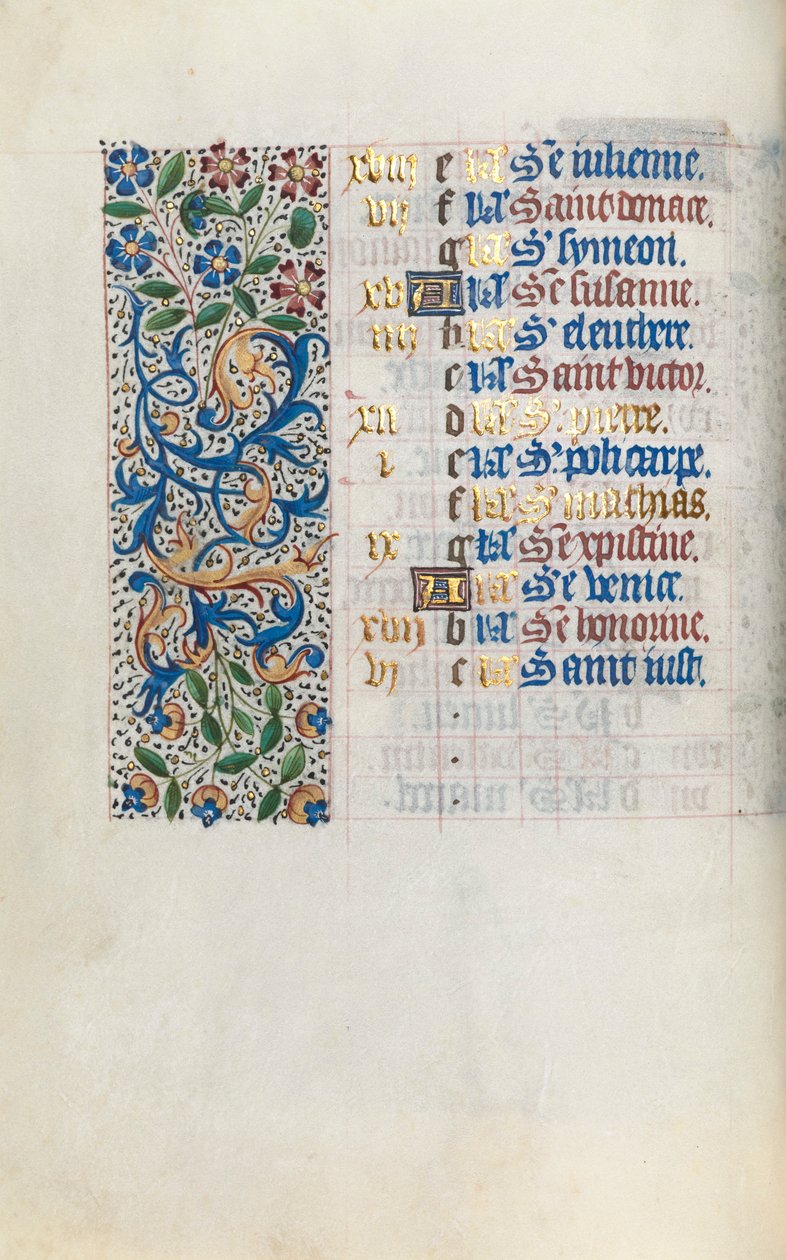 ルーアンの時間使用法：fol。 2v、c。 1470。 作： ジュネーヴ・ラティーニのマスター