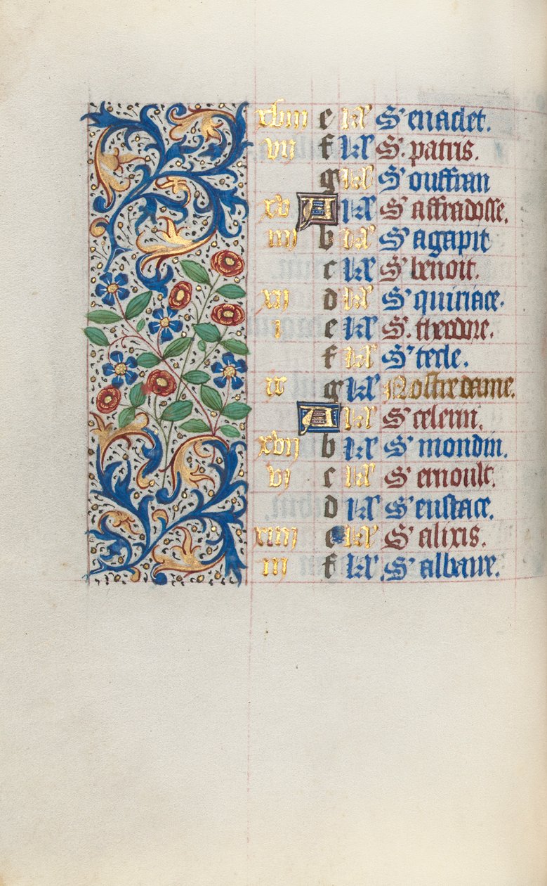 ルーアンの時間使用法：fol。 3v、c。 1470。 作： ジュネーヴ・ラティーニのマスター